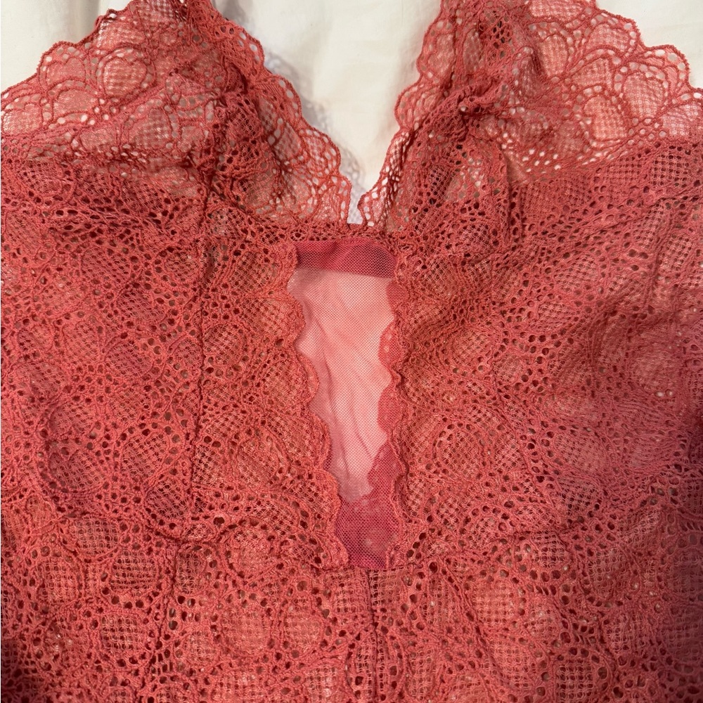 DKNY Lace Teddy Romper Size L Coral color